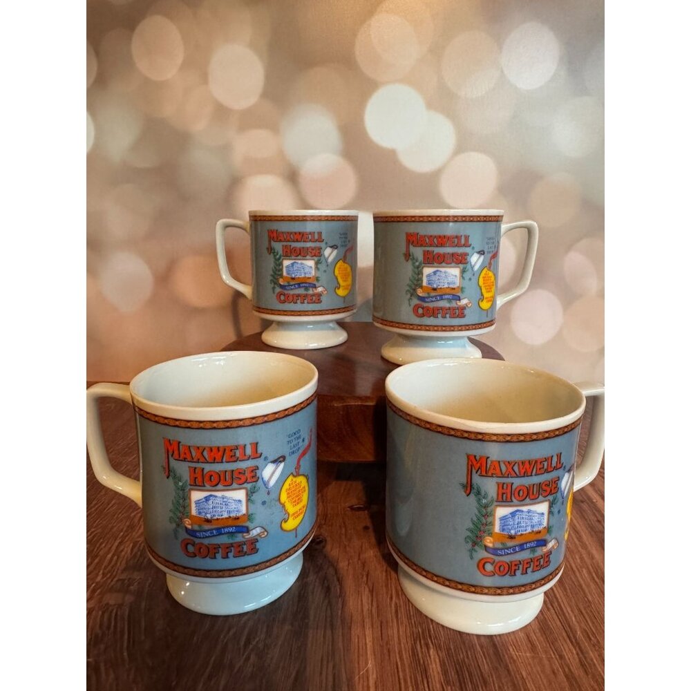 ☕️ Vintage 1970s Maxwell‎ House Coffee Mugs – Set of 4